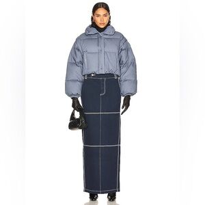 Helsa Denim Navy Maxi Skirt with Contrast Stitching